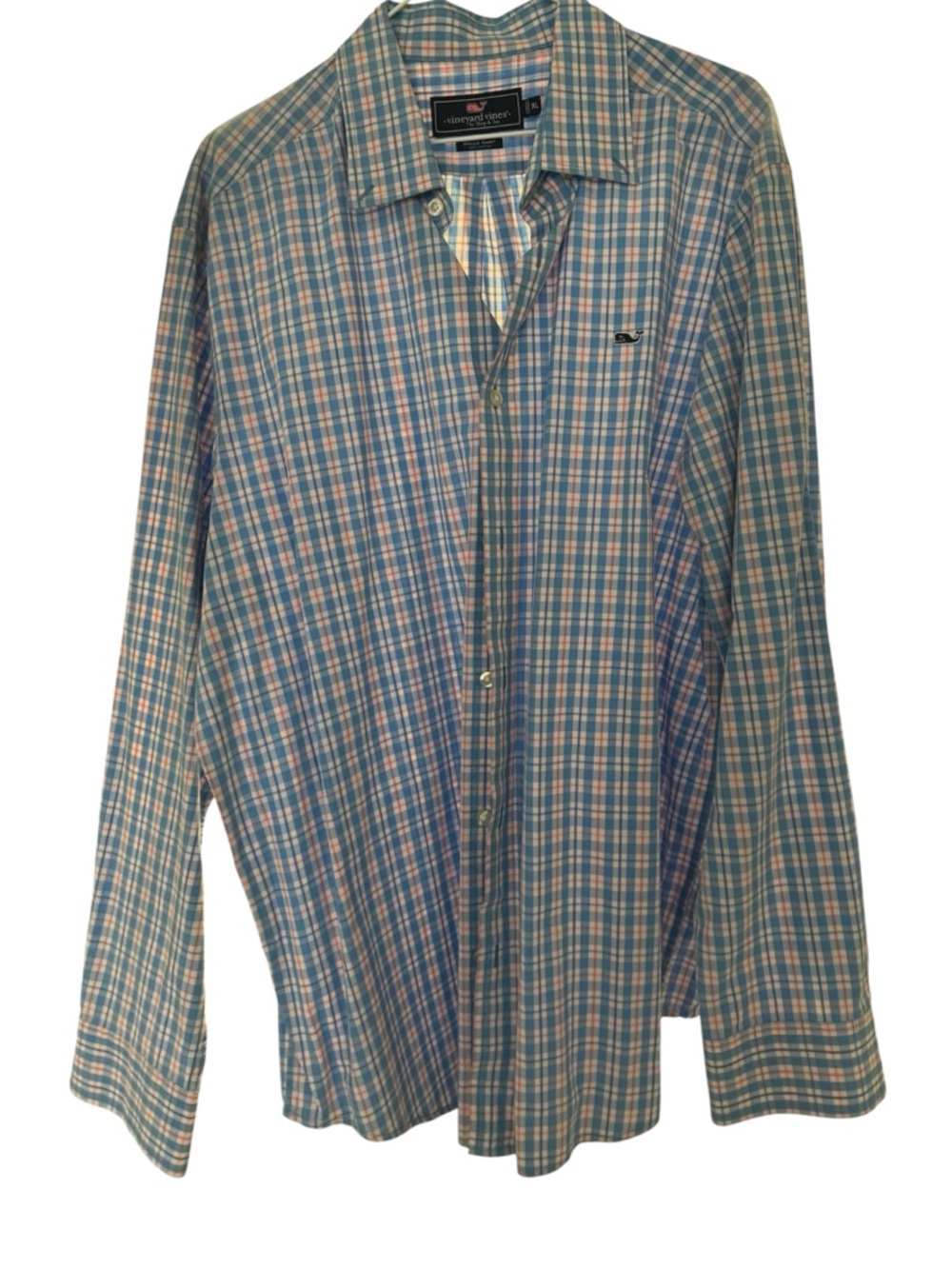 Vineyard Vines Blue and Pink Plaid Men's Button-Down Shirt